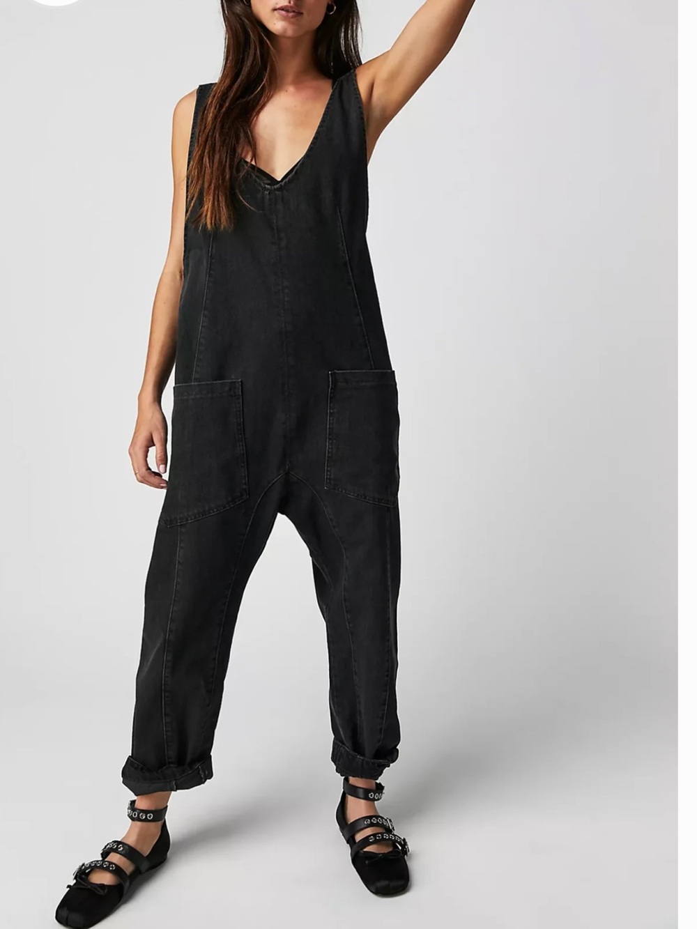 Free People High Roller Jumpsuit- Black S